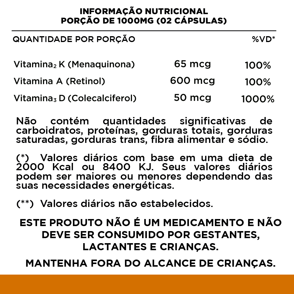 D3 Vitamin com K2 e A