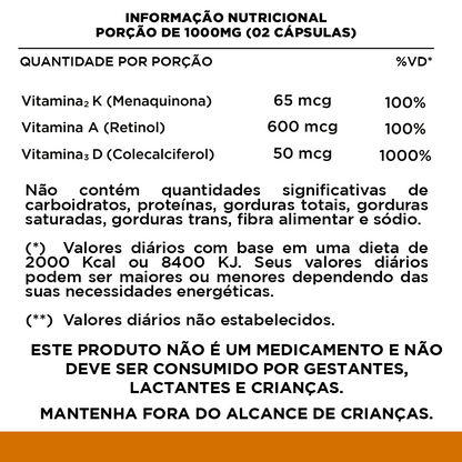 D3 Vitamin com K2 e A